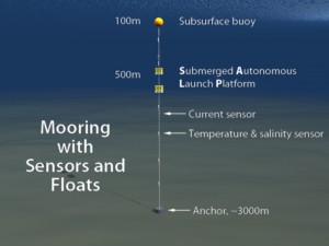 Mooring with sensors and floats