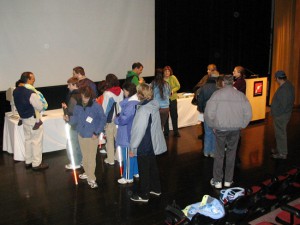 Audience members spoke informally with Dr. Bower after her lecture at the Boston Museum of Science.